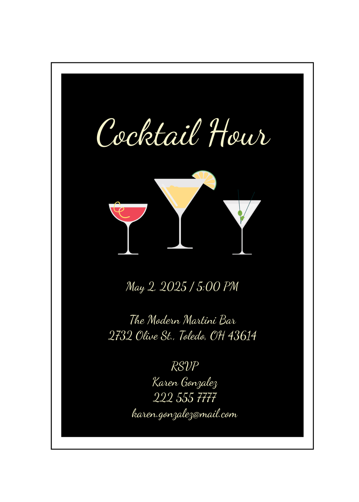 Cocktail Hour Invitation Template - Edit Online & Download