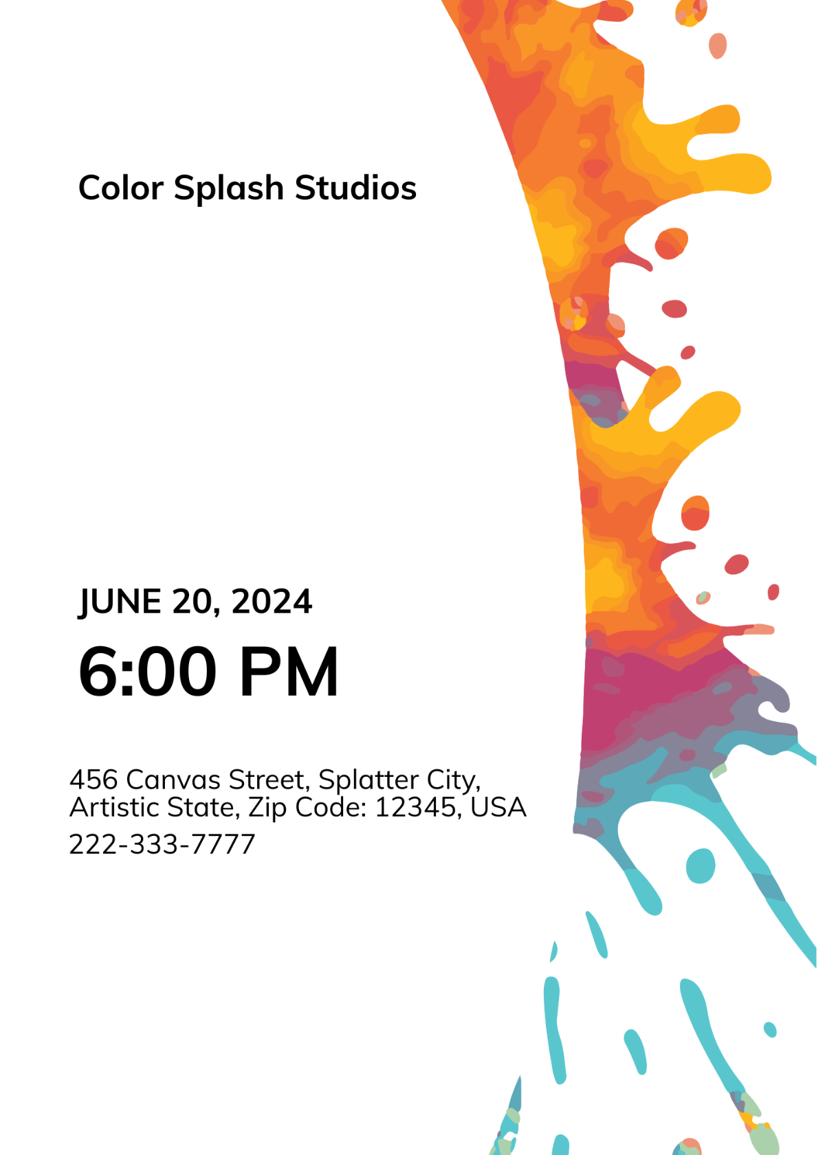 Splatter Paint Party Invitation