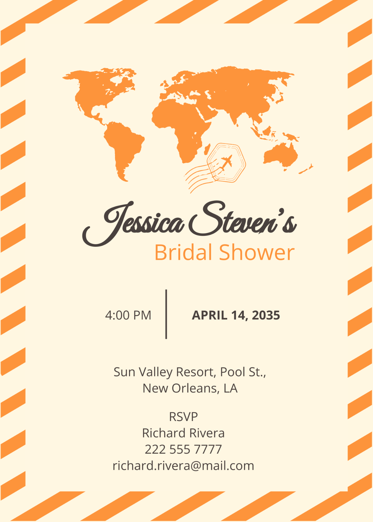 Travel Bridal Shower Invitation Template - Edit Online & Download