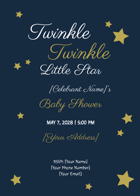 Twinkle Twinkle Baby Shower Invitation Template - Edit Online ...