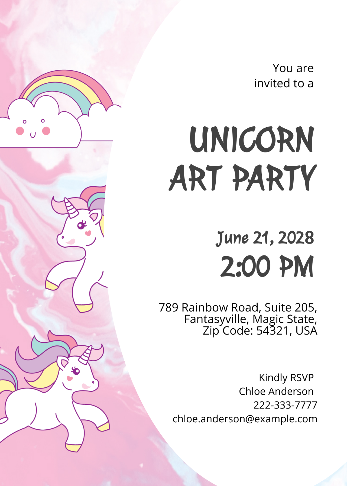 Unicorn Paint Party Invitation