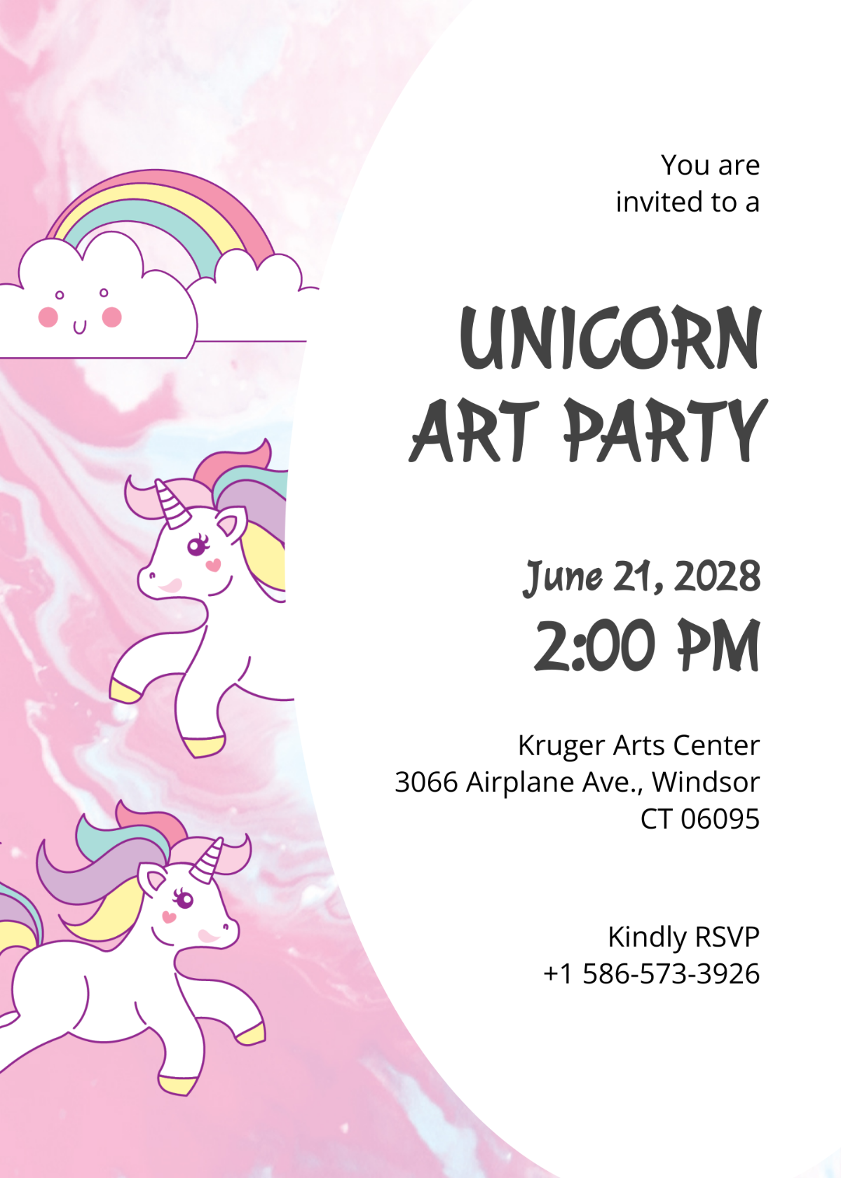 Unicorn Paint Party Invitation Template