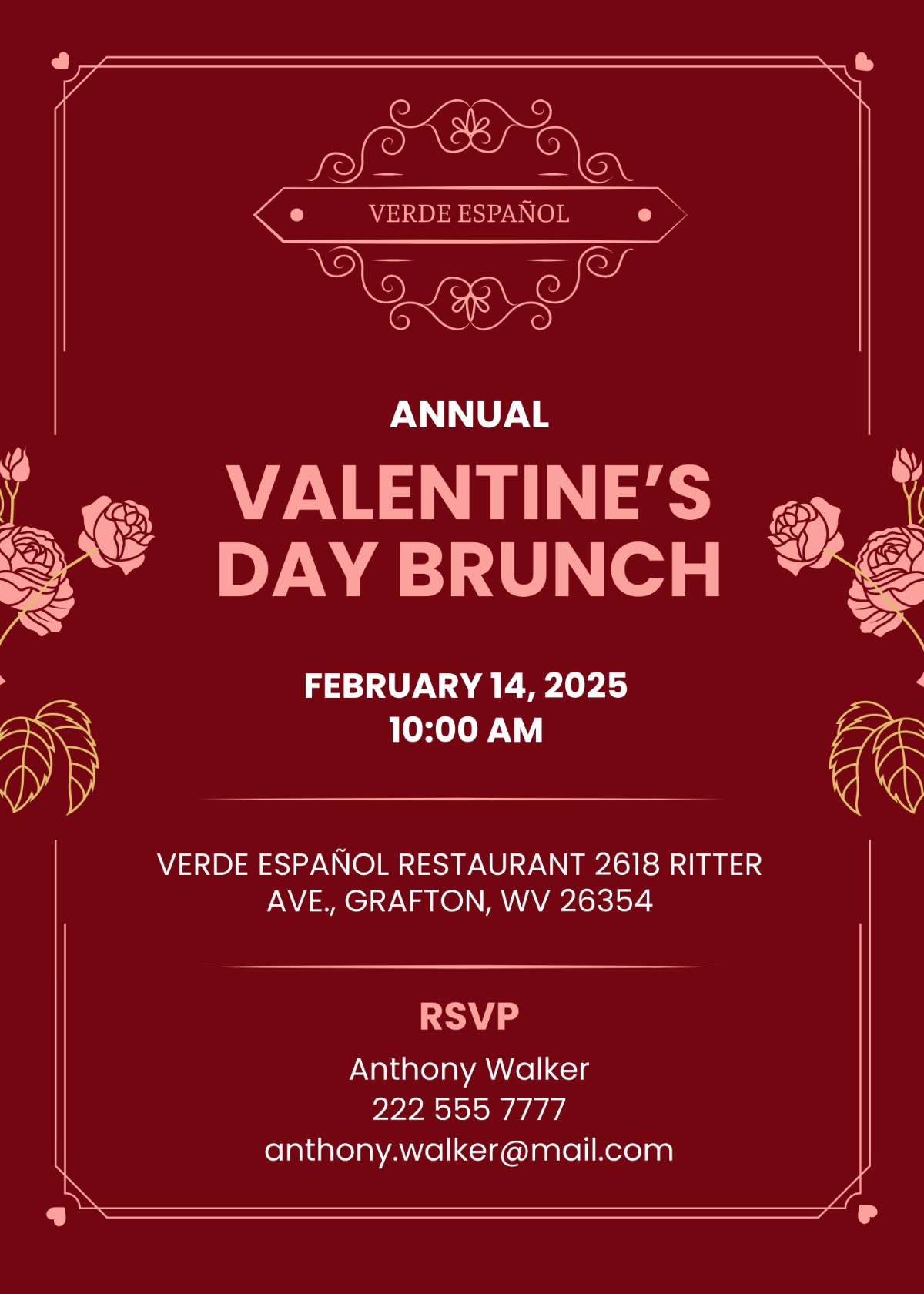 Valentine Brunch Invitation Template - Edit Online & Download