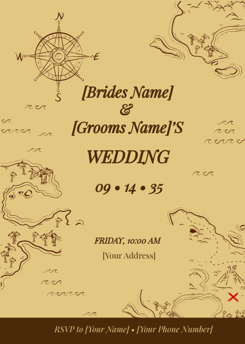 Vintage Map Fall Wedding Invitation
