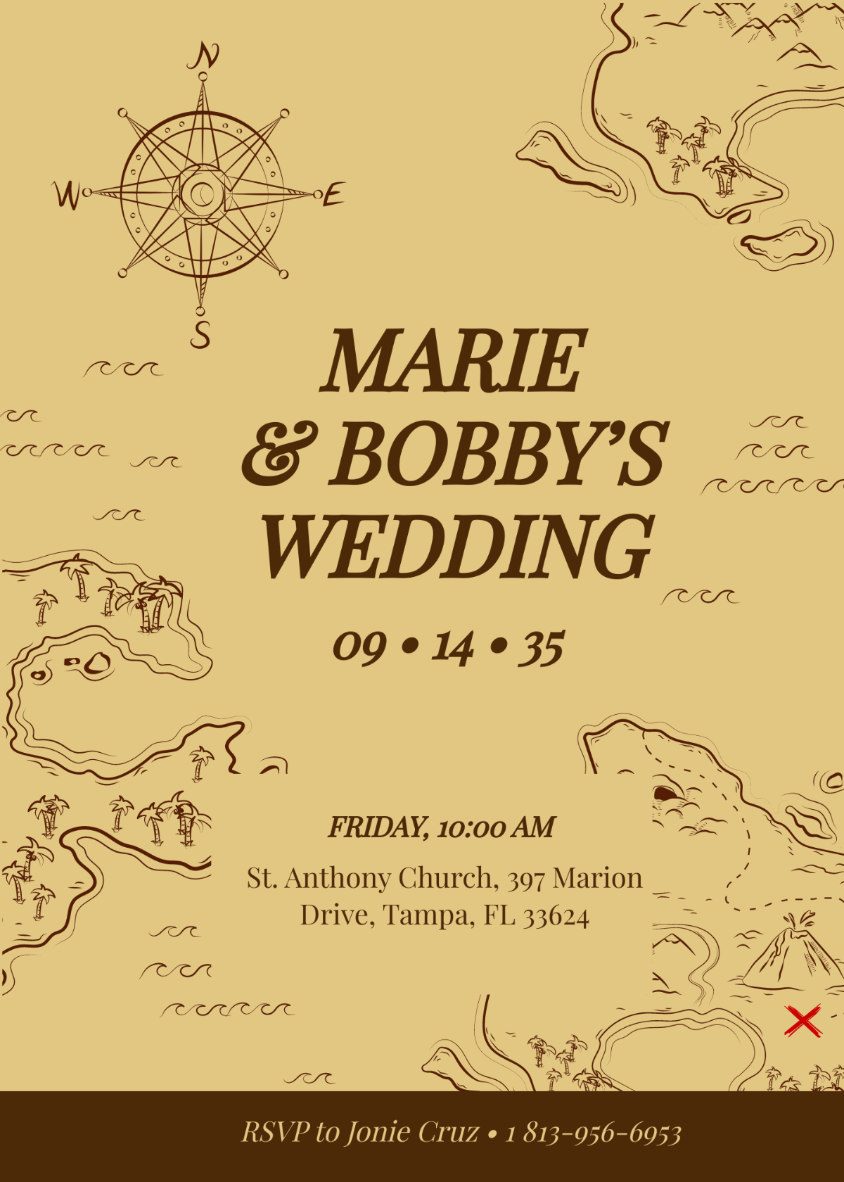 Vintage Map Fall Wedding Invitation Template