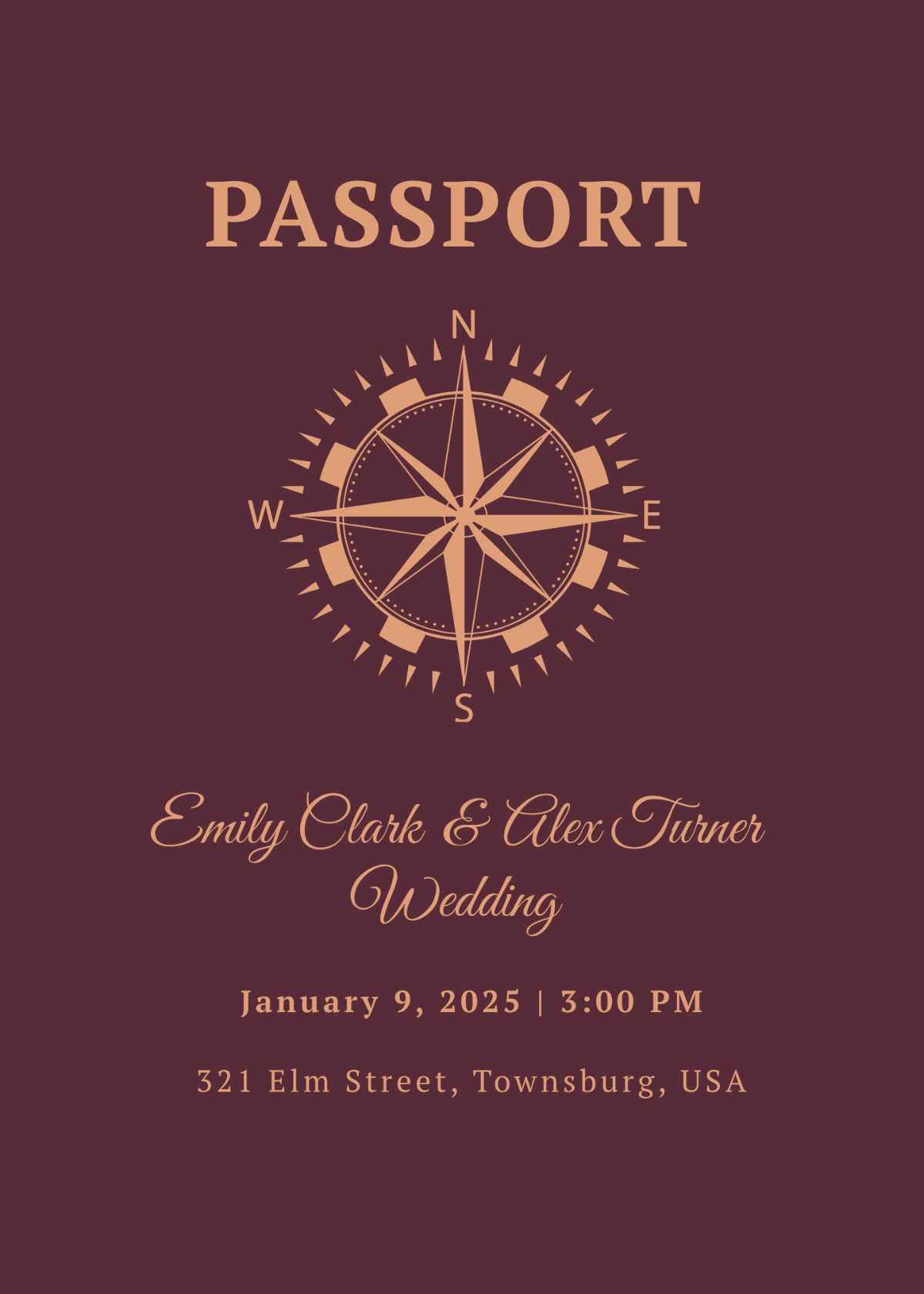 Vintage Passport Wedding Invitation