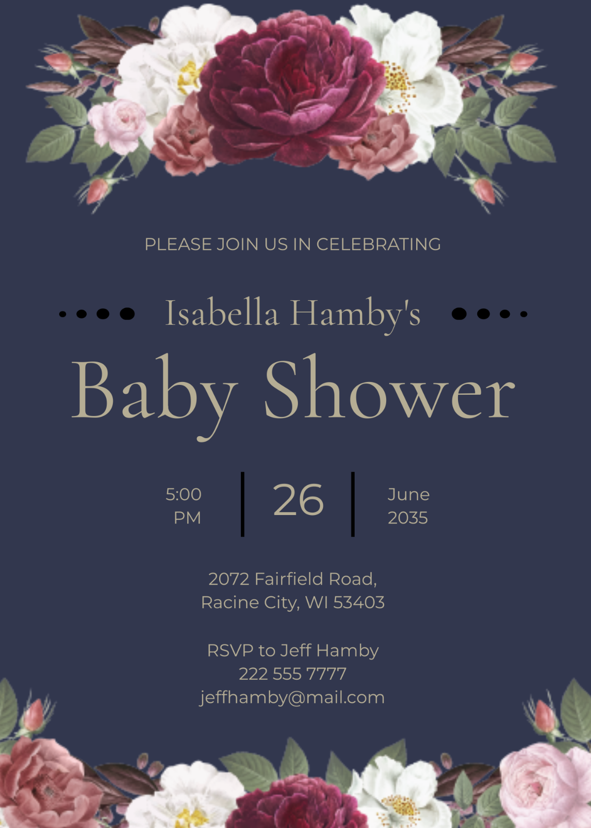 Vintage Roses Shower Invitation Template - Edit Online & Download