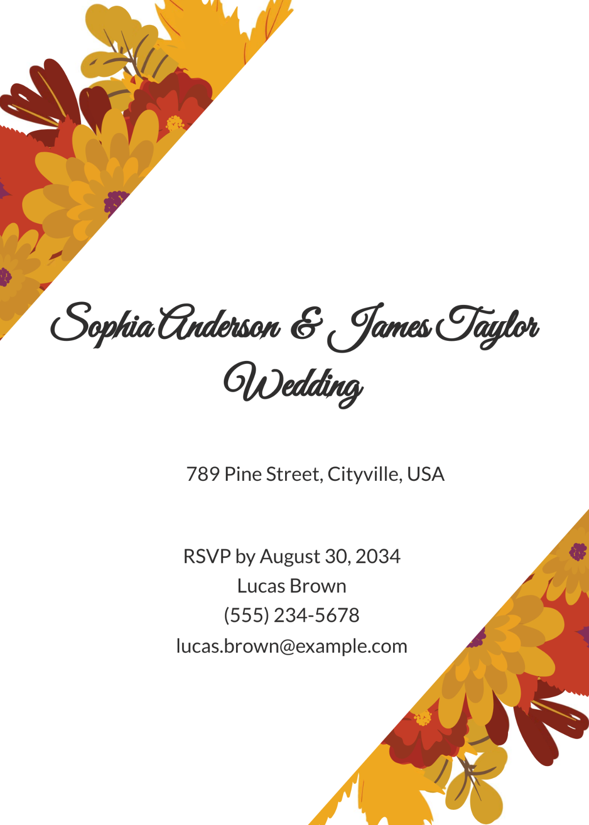 Warm Autumn Fall Wedding Invitation