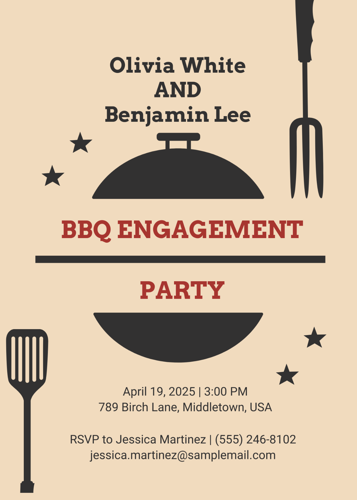 Fall Wedding Engagement BBQ Invitation