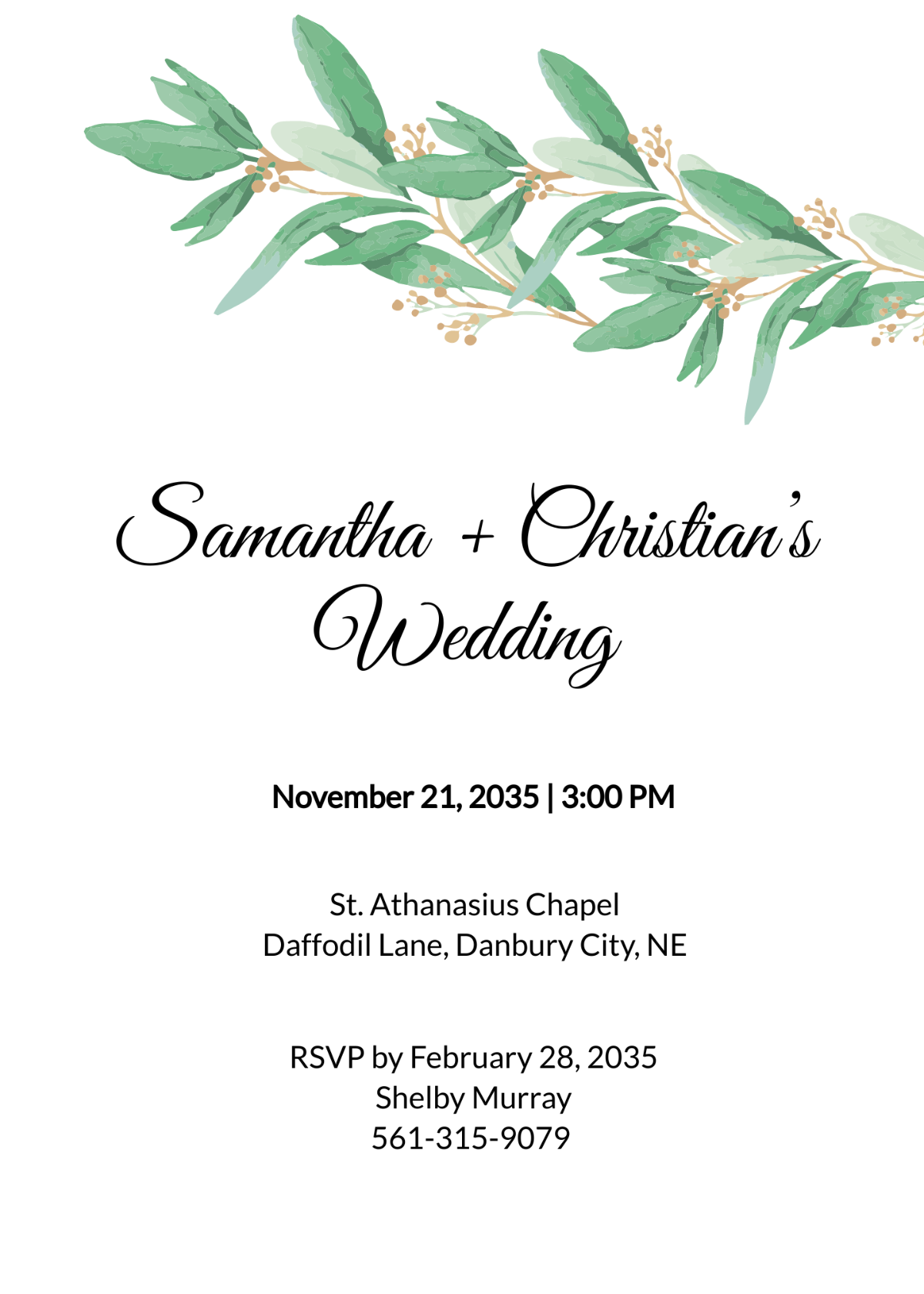 Fall Wedding Invitation RSVP Template