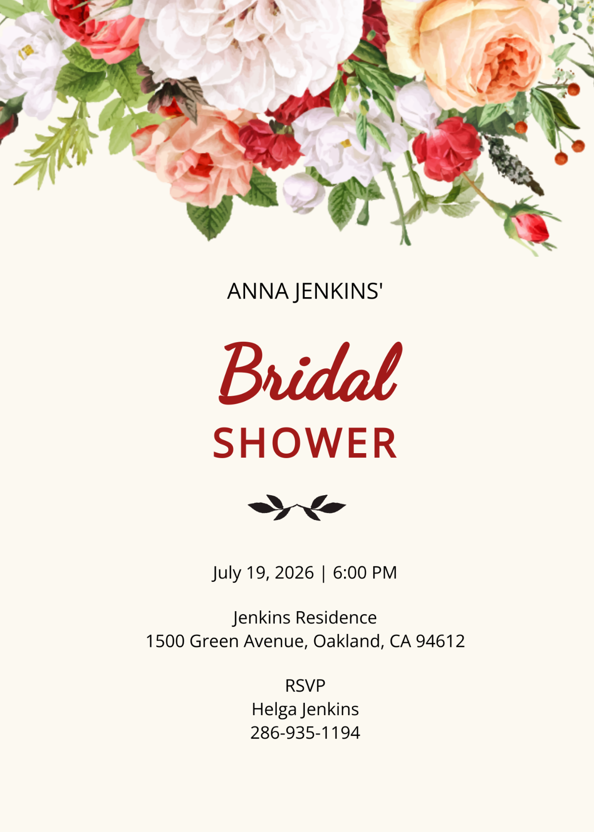 Free Wildflower Bridal Shower Invitation Template