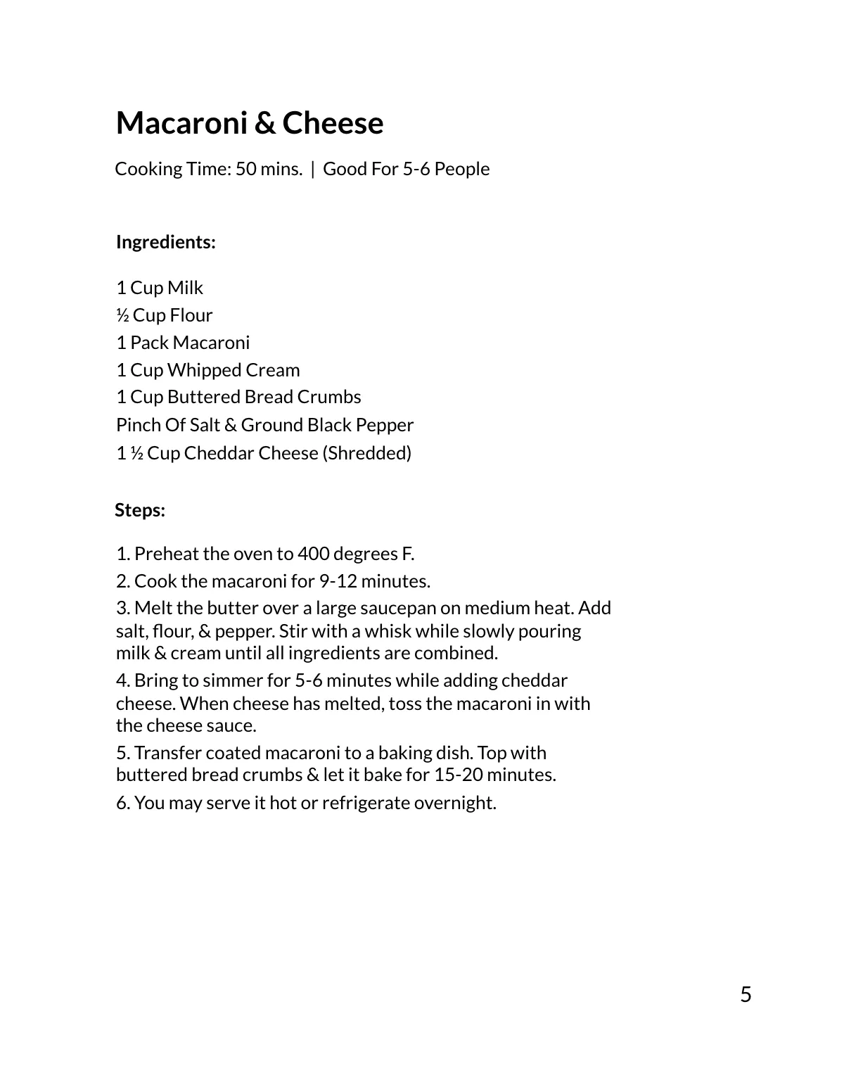 Free Minimalistic Cookbook Template to Edit Online