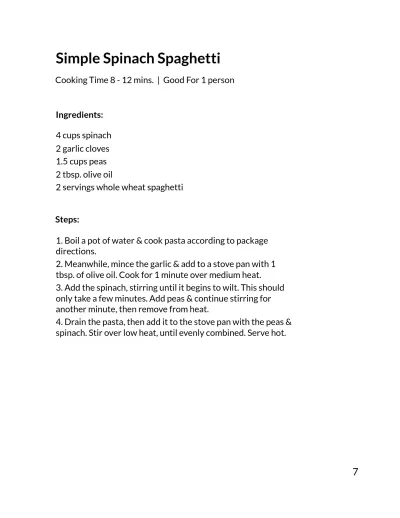 Free Minimalistic Cookbook Template to Edit Online