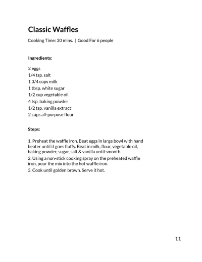 Free Minimalistic Cookbook Template to Edit Online