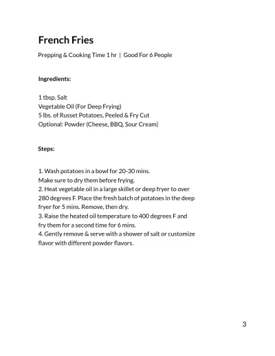 Free Minimalistic Cookbook Template to Edit Online