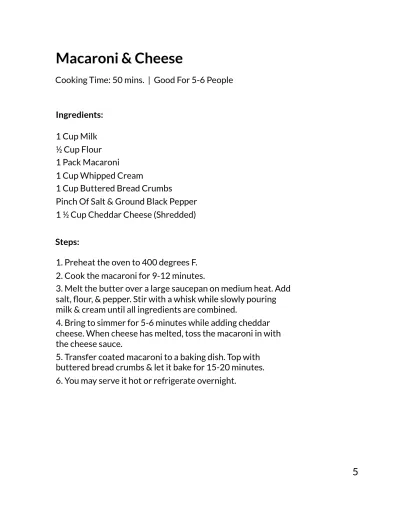 Free Minimalistic Cookbook Template to Edit Online