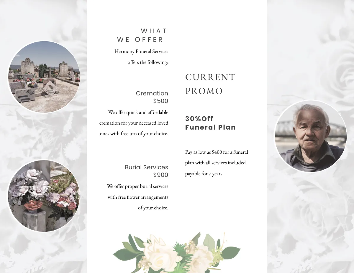 Free Editable Funeral Mass Bi-fold Brochure Template to Edit Online