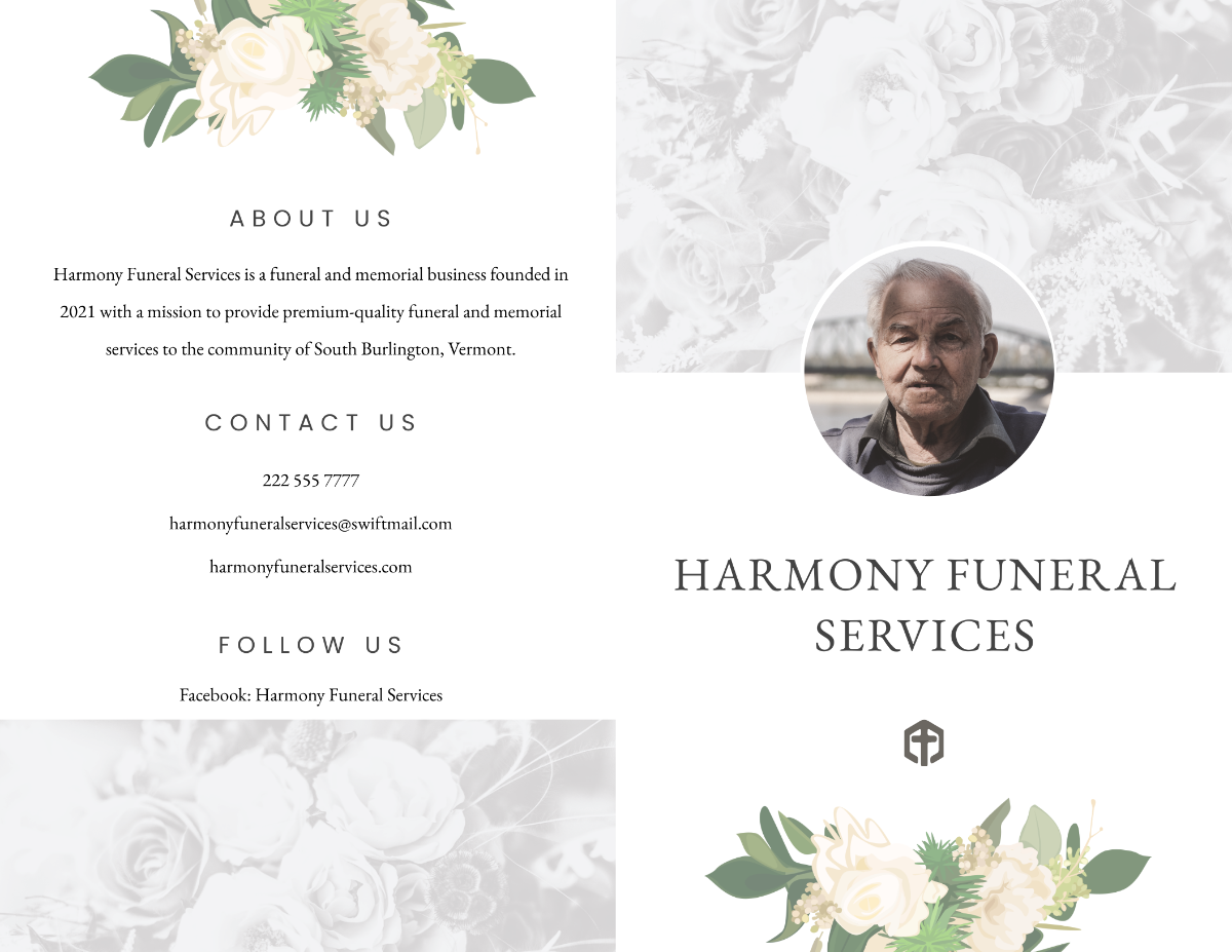 Editable Funeral Mass Bi-fold Brochure Template