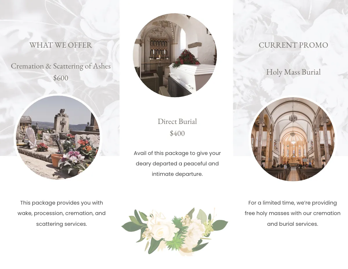 Free Editable Funeral Mass Tri-Fold Brochure Template to Edit Online