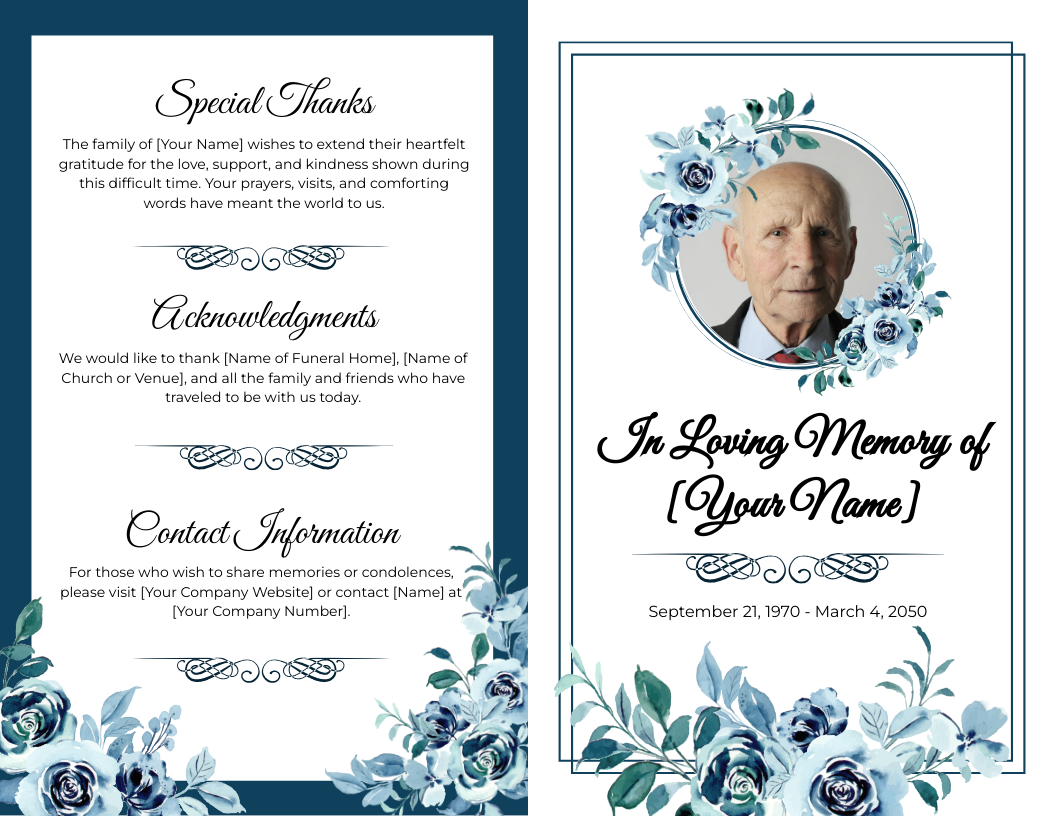 Father/Dad Funeral Program Bi-Fold Brochure