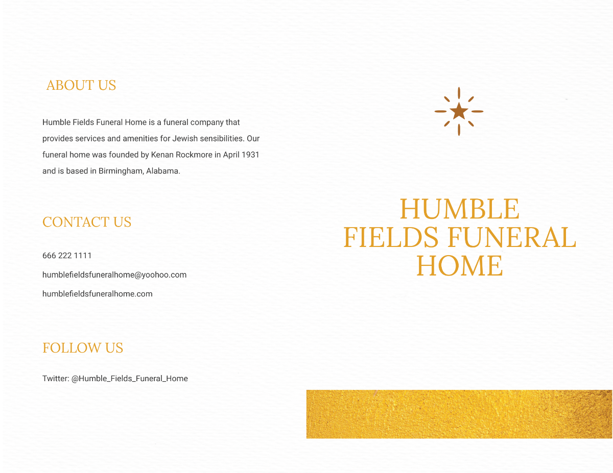 Jewish Funeral Obituary Bi-fold Brochure Template