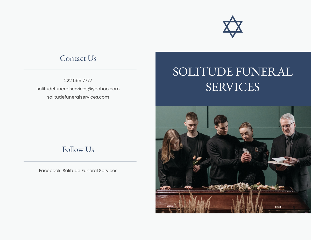 Jewish Funeral Program Bi-fold Brochure Template