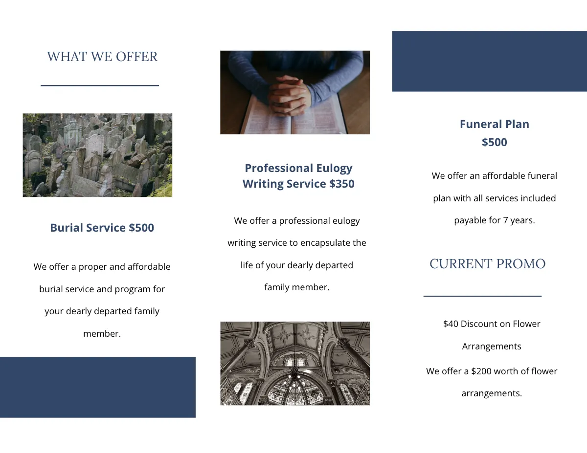 Free Jewish Funeral Program Tri-fold Brochure Template to Edit Online