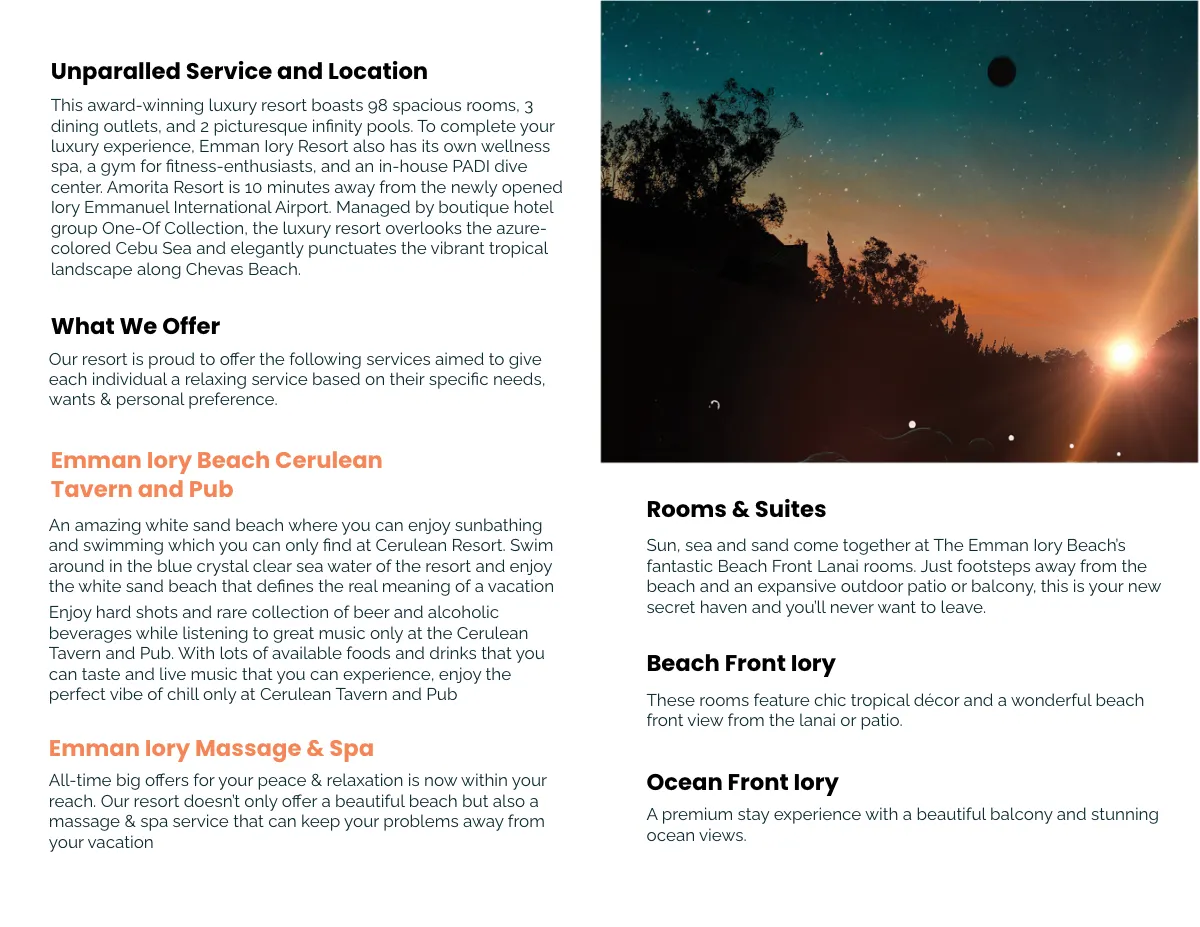 Free Luxury Resort Bi-fold Brochure Template to Edit Online