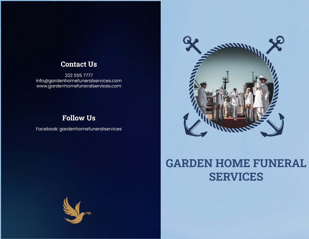 Navy Honors Funeral Memorial Bi-Fold Brochure Template - Edit Online & Download