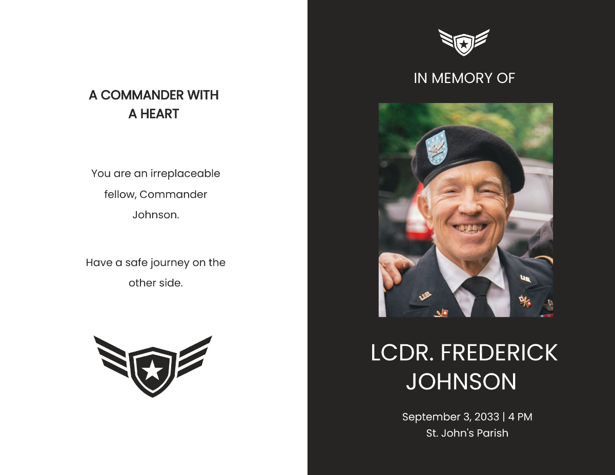 Navy Honors Funeral Obituary Bi-fold Brochure Template