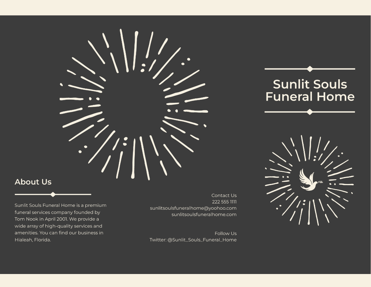 Free Order of service Eulogy Funeral Tri-Fold Brochure Template