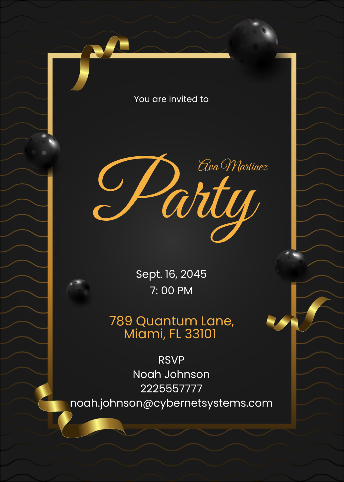 Black and Gold Party Invitation