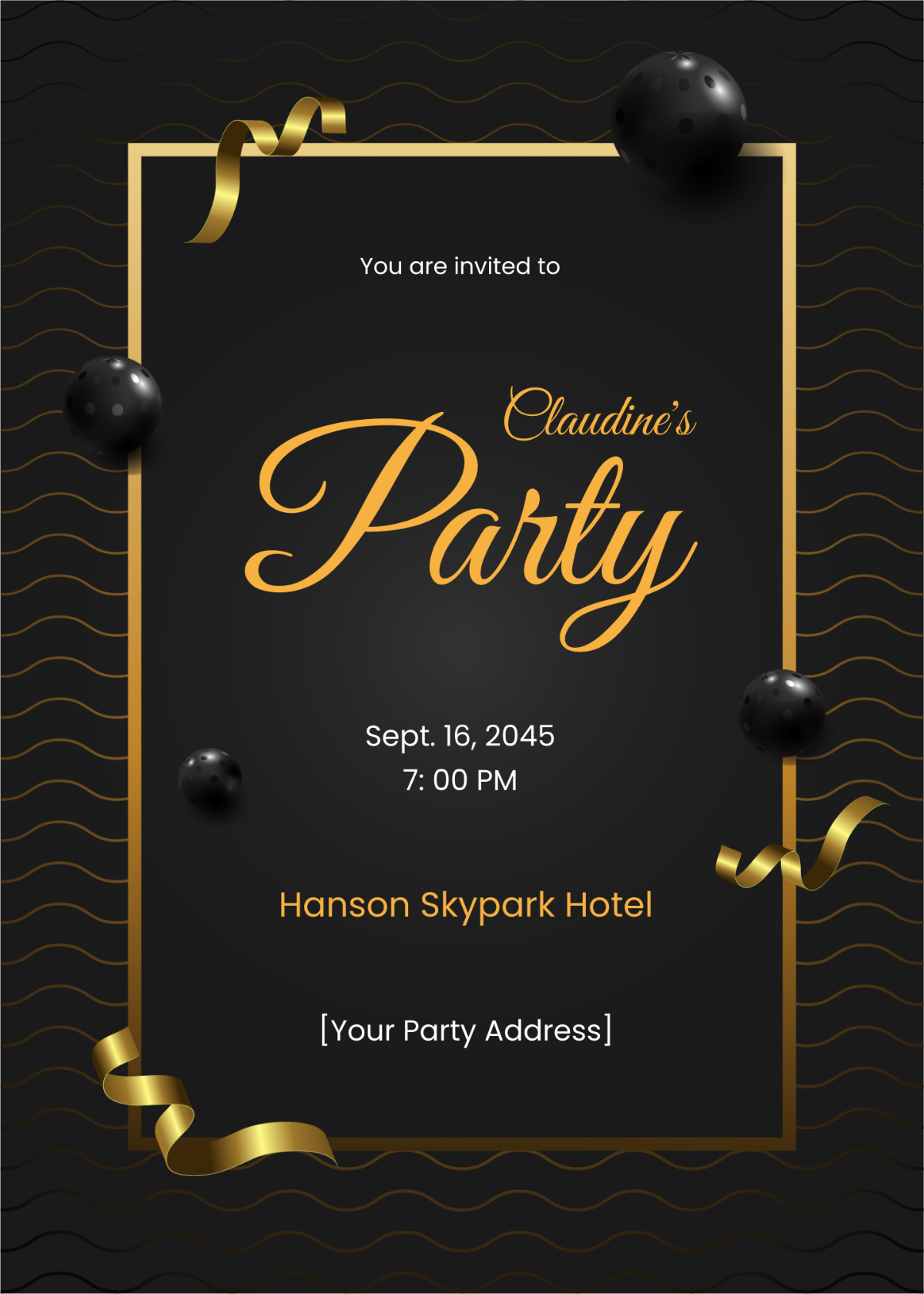  Black and Gold Party Invitation Template