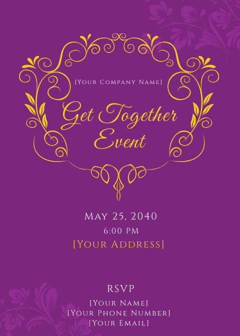 Purple Gold Get Together Invitation