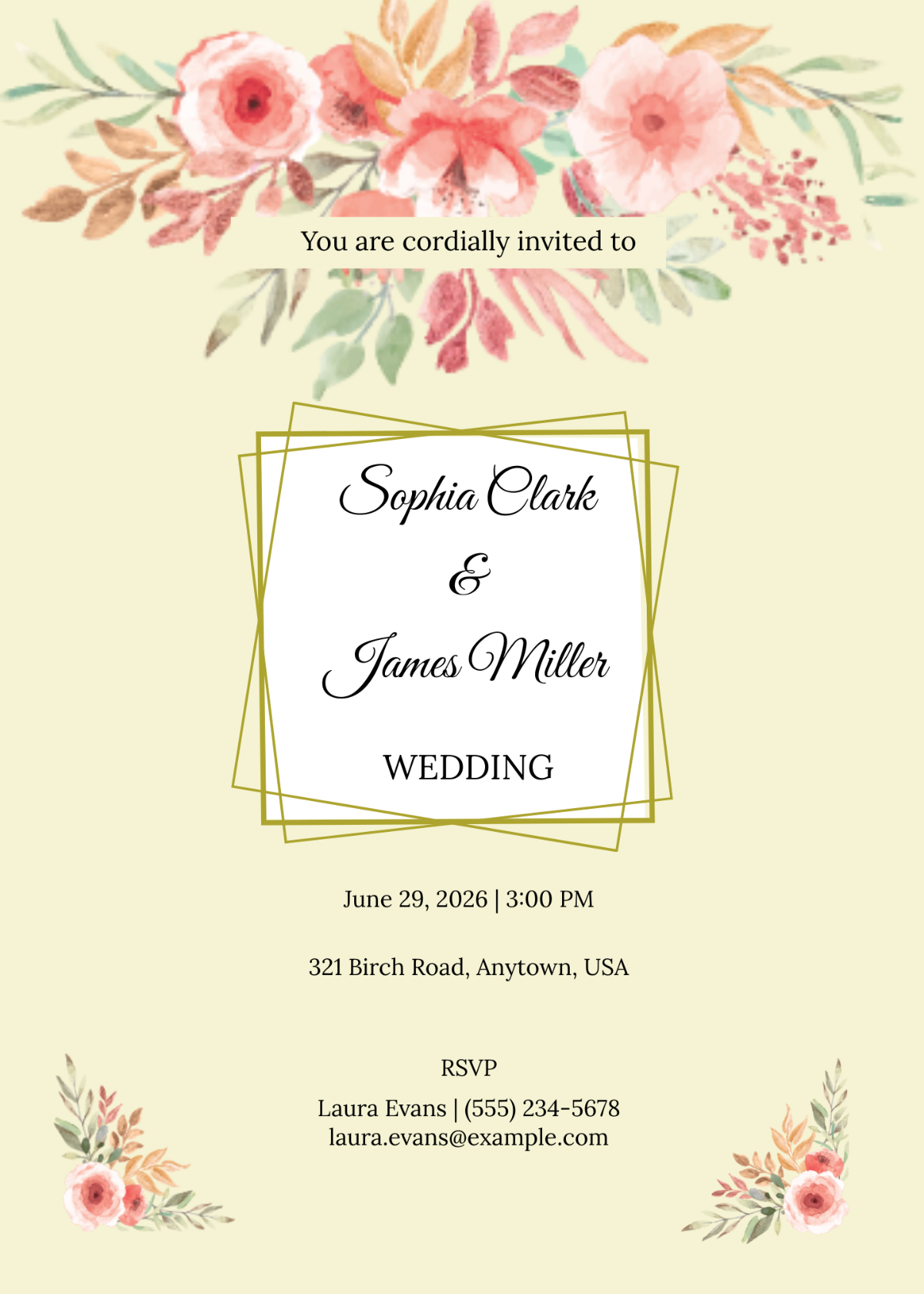 Summer Floral Wedding Invitation