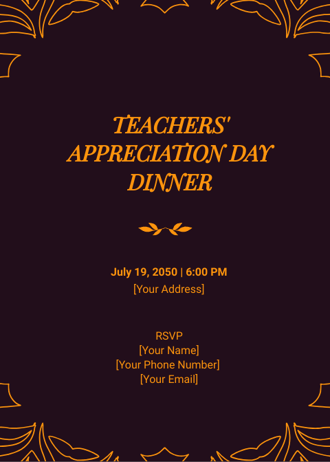 Teacher Appreciation Dinner Invitation