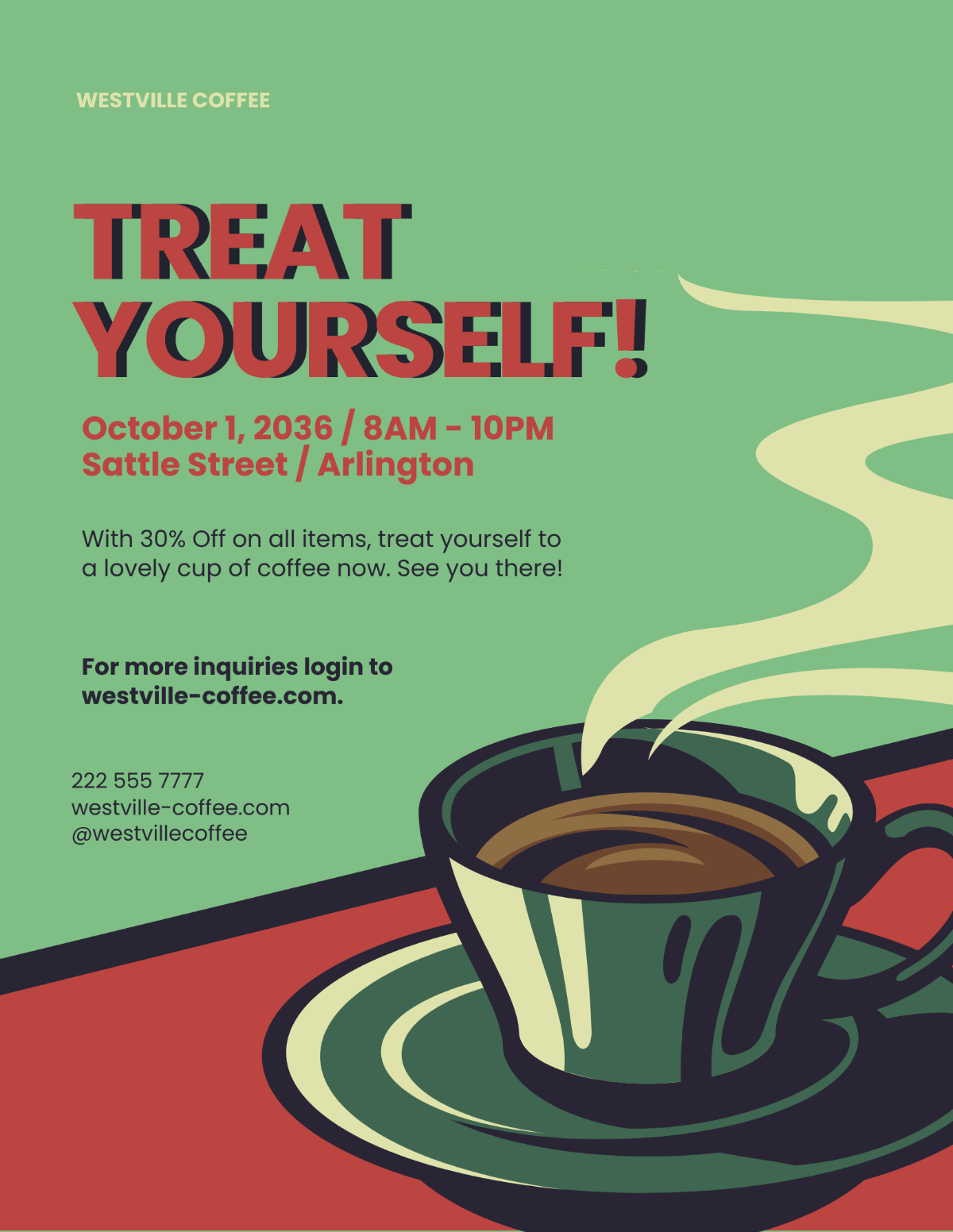 Fantastic Retro Coffee Shop Flyer Template - Edit Online & Download