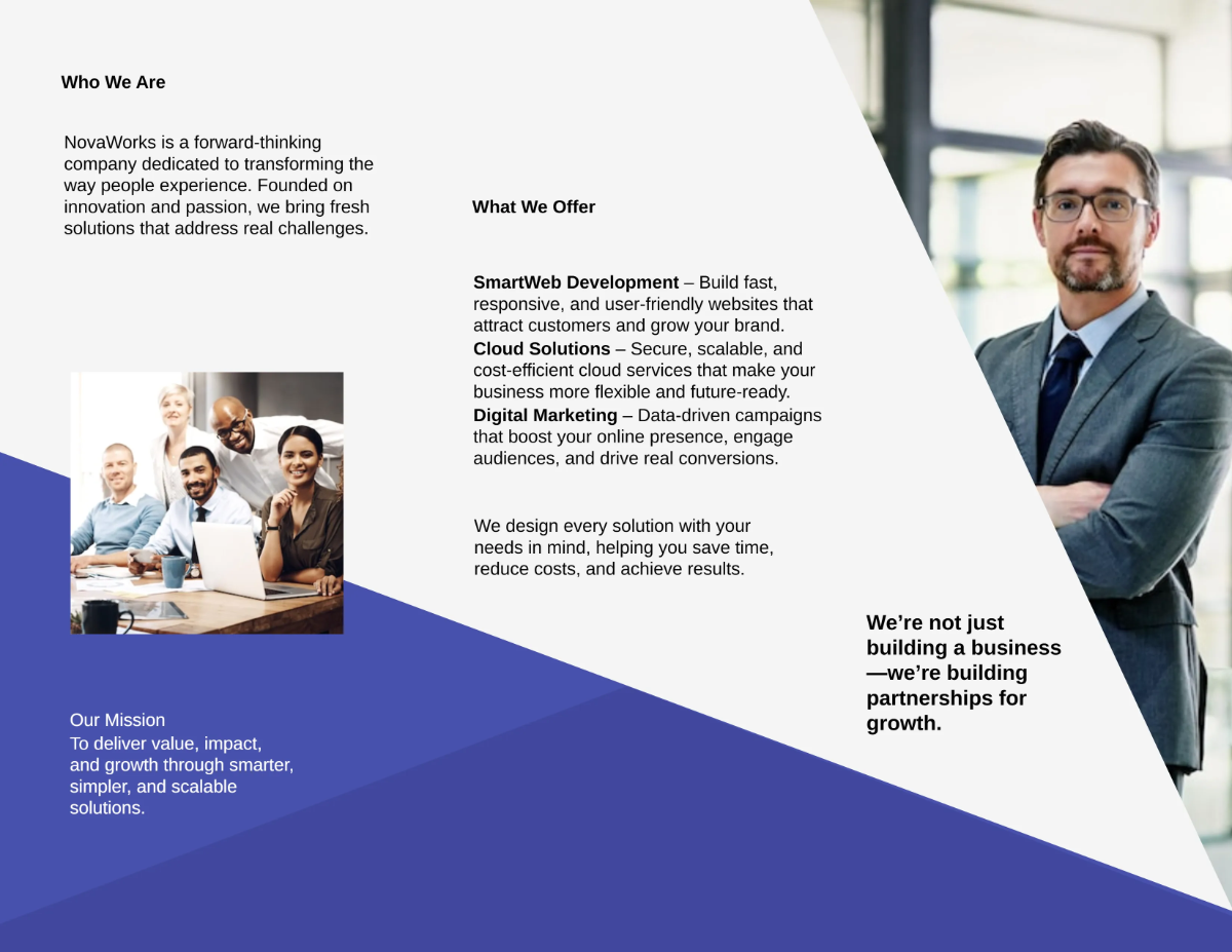 Free Startup Business Tri-Fold Brochure Template to Edit Online