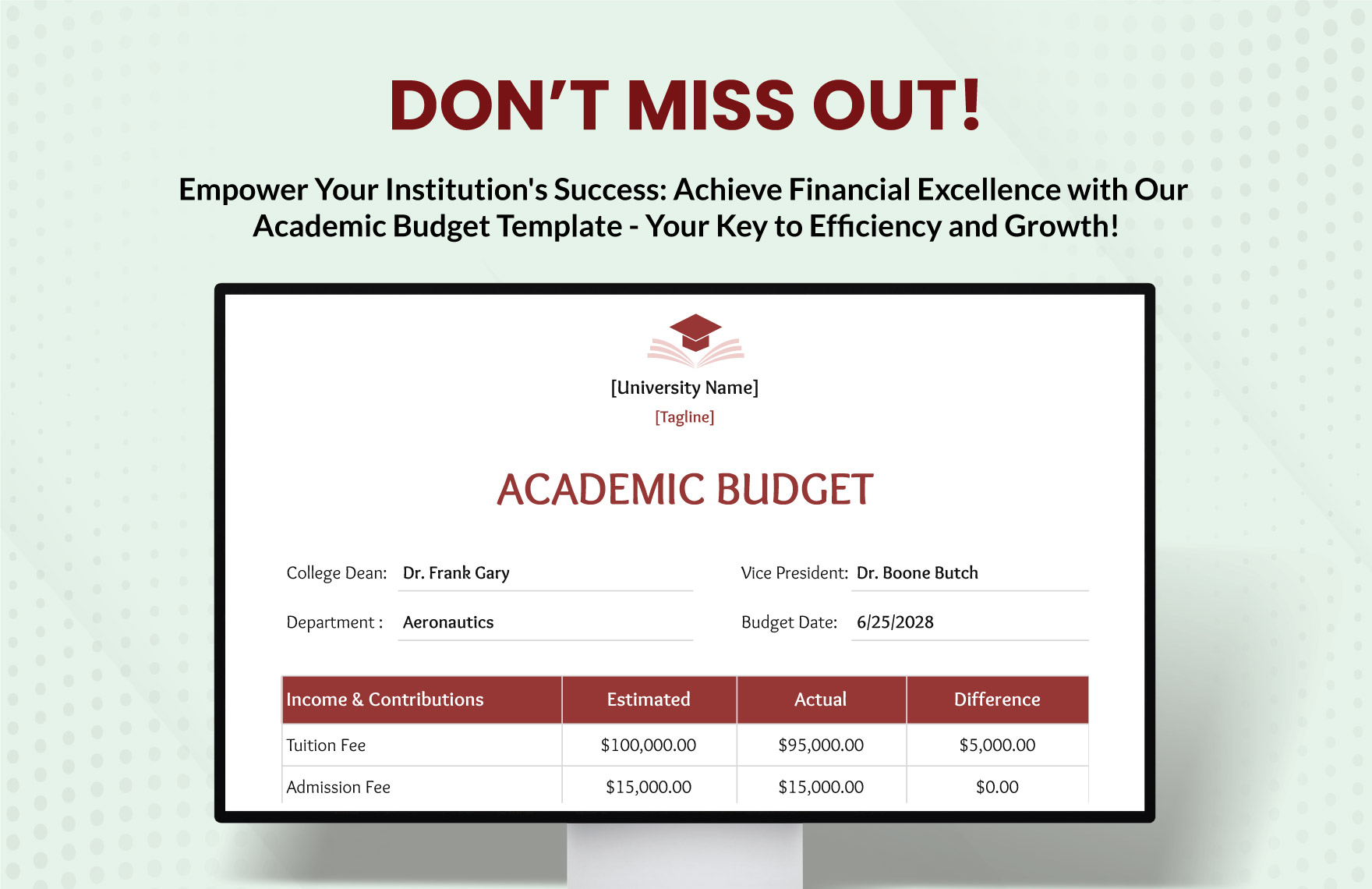 Academic Budget Template