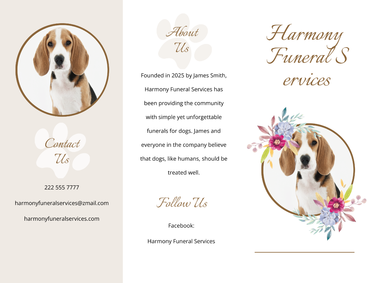 Pet Cremation Funeral Tri-Fold Brochure Template - Edit Online & Download