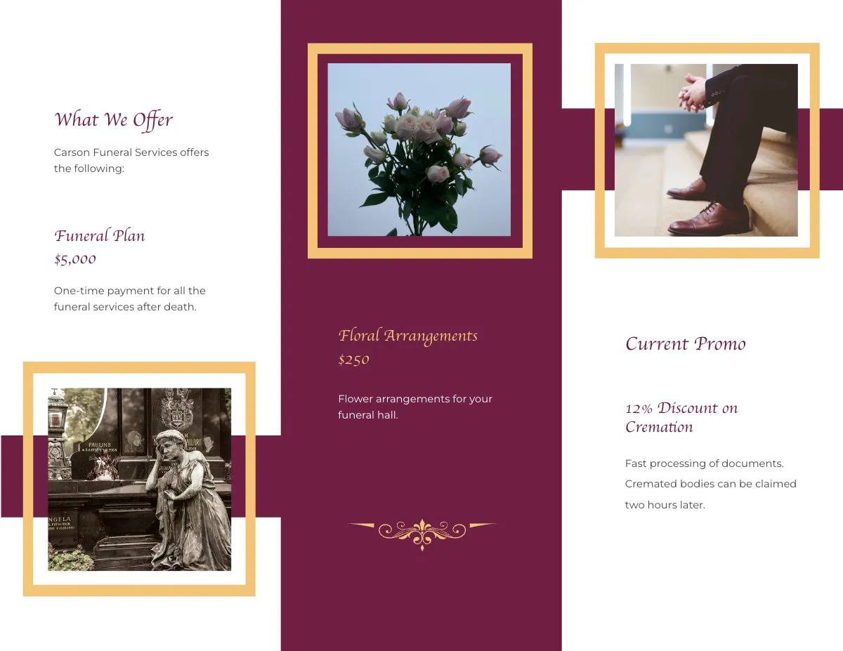 Free Planning a Funeral Service Tri-Fold Brochure Template to Edit Online
