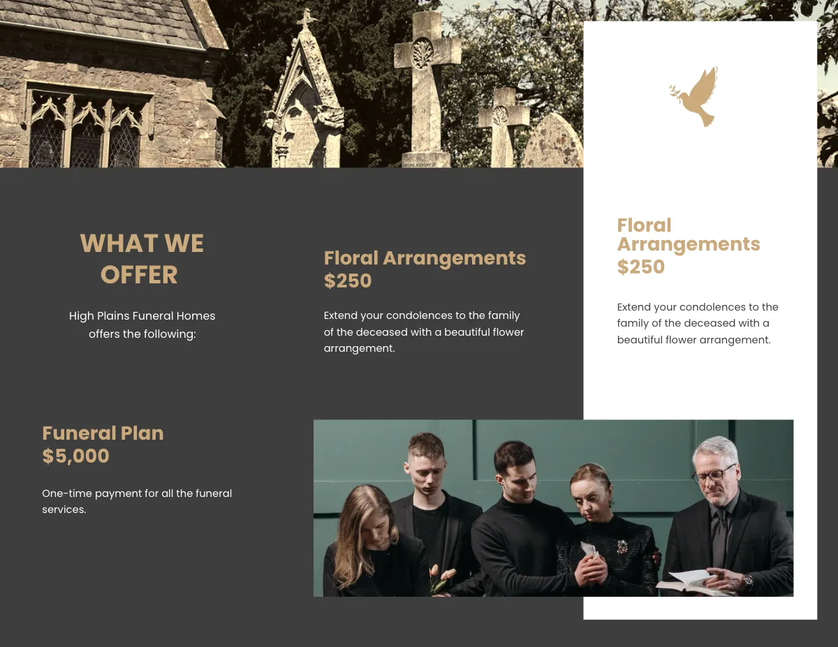 Free Printable Acknowledgment Funeral Tri-Fold Brochure Template to Edit Online