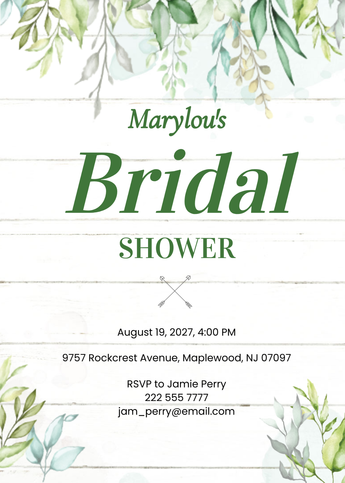 Wooden Bridal Shower Invitation