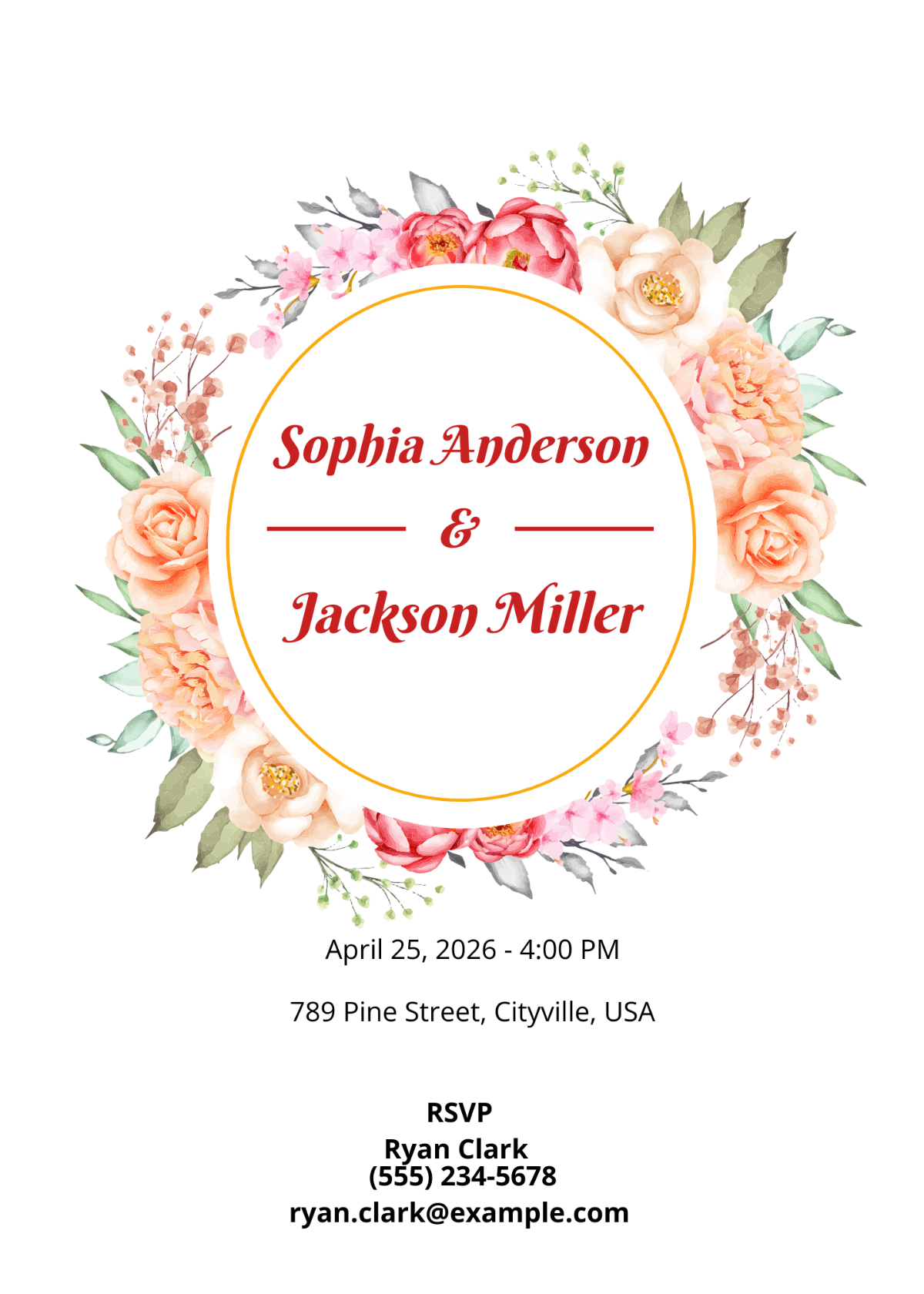 Wreath Flower Wedding Invitation