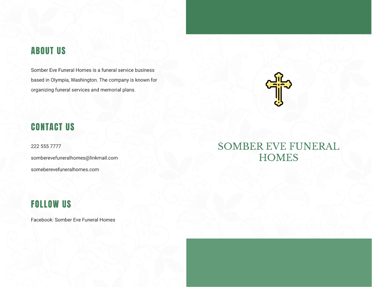 Printable Navy Honors Funeral Obituary Bi-Fold Brochure Template