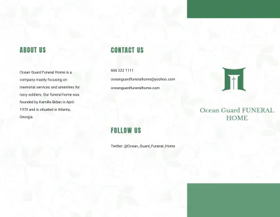 Free Printable Navy Honors Funeral Obituary Tri-Fold Brochure Template to Edit Online