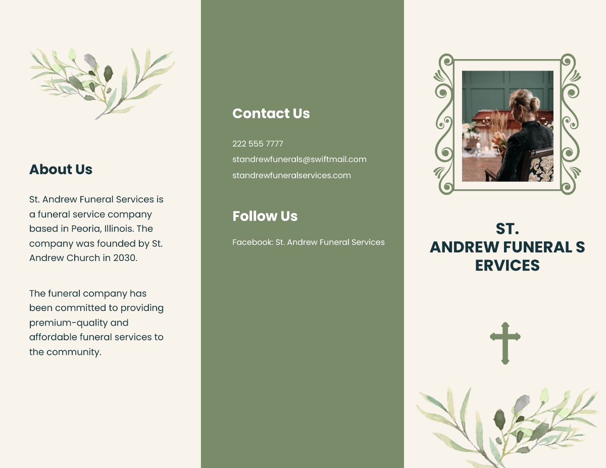 Printable Catholic Funeral Tri-Fold Brochure Template