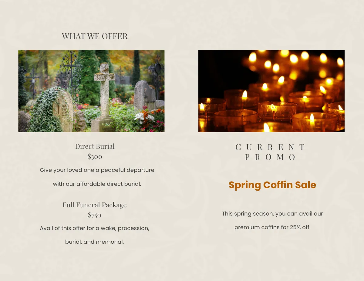 Free Religious Eulogy Funeral Bi-Fold Brochure Template to Edit Online