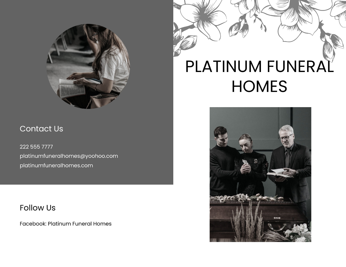 Sample Acknowledgement Funeral Bi-Fold Brochure Template