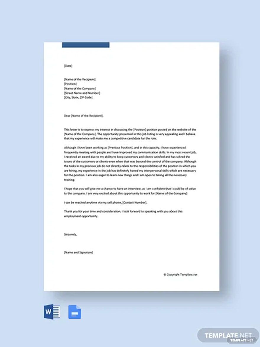 Cover Letter for Career Change Position Template